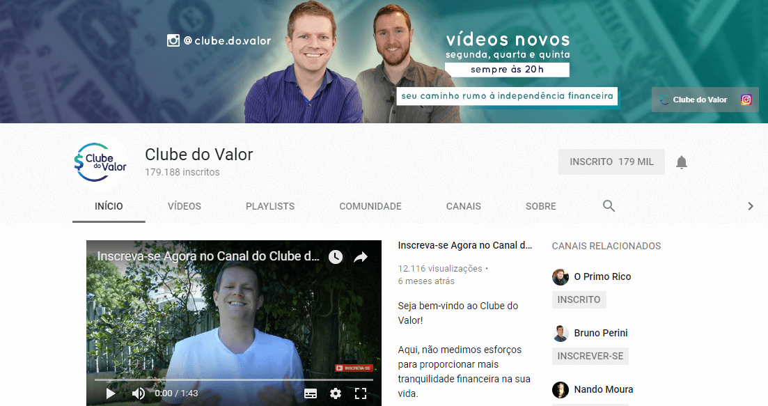 Canais sobre finanças no YouTube