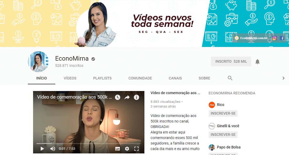 Canais sobre finanças no YouTube