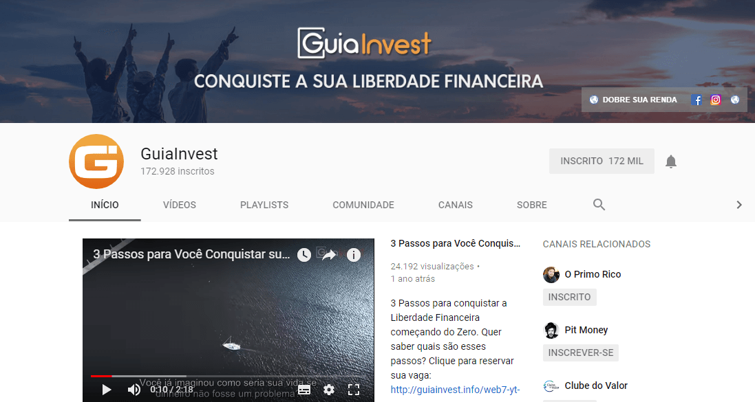 Canais sobre finanças no YouTube