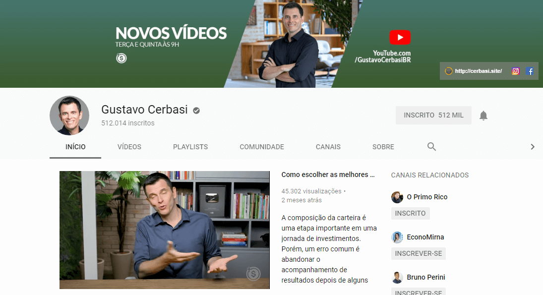 Canais sobre finanças no YouTube