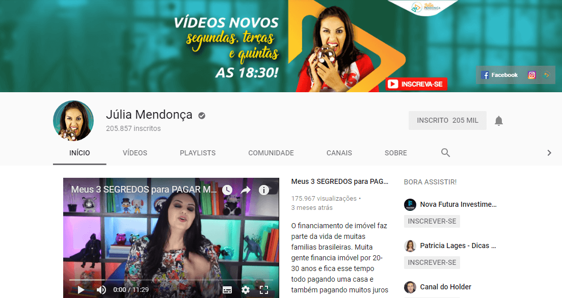 Canais sobre finanças no YouTube