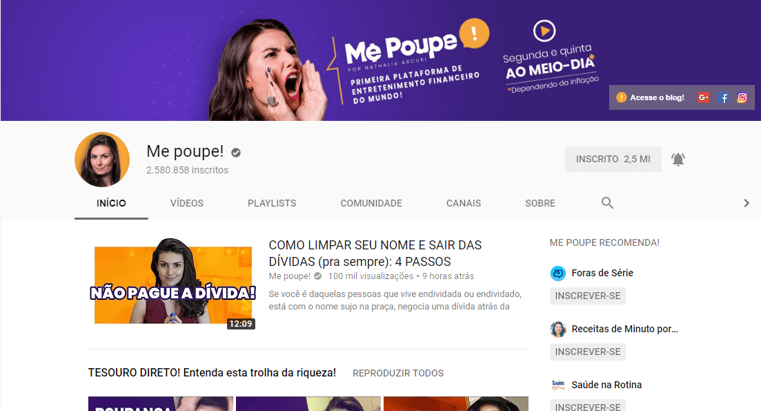 Canais sobre finanças no YouTube