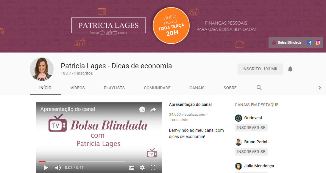 Canais sobre finanças no YouTube