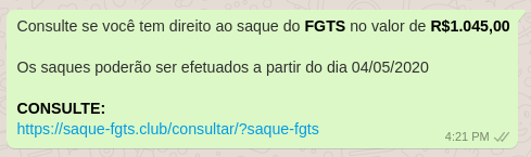 mensagem de um golpe fgts