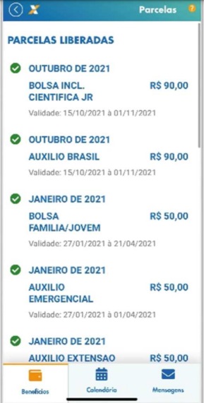 Tela do aplicativo Auxílio Brasil