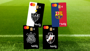 cartões dos times Corinthians, Vasco, Barcelona e Atlético Mineiro