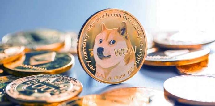 Várias meme coins douradas em uma mesa