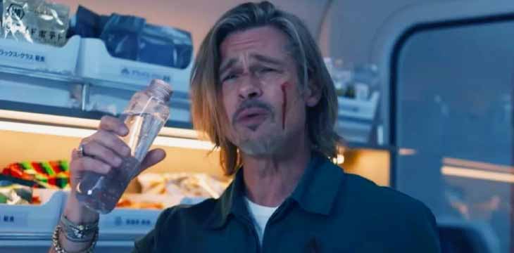 Brad Pitt em ação no filme trem-bala